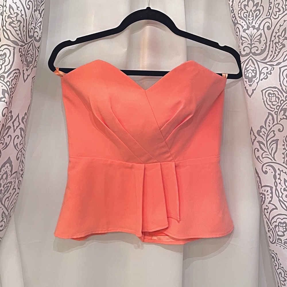 White House Black Market Peach Strapless Crop Top